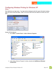 Configuring Wireless Printing for Windows XP Setup