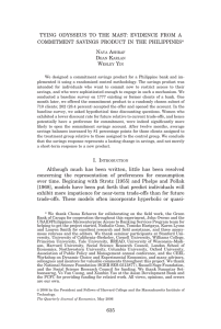 Commitment Savings & Hyperbolic Preferences in the Philippines