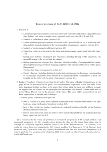Topics for exam 2, MATH308-Fall 2012