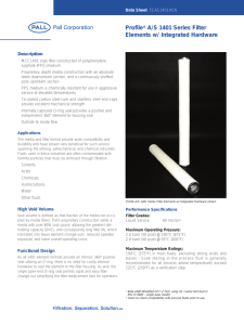 Profile A/S 1401 Filter Elements Data Sheet