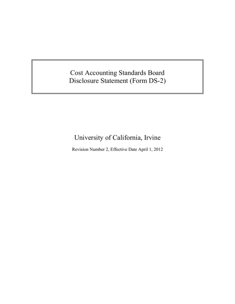 Cost Accounting Standards Board Disclosure Statement (Form DS2