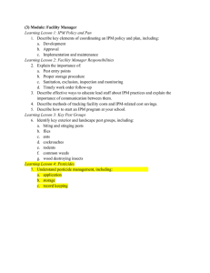 (3) Module: Facility Manager Learning Lesson 1: IPM Policy and Pan
