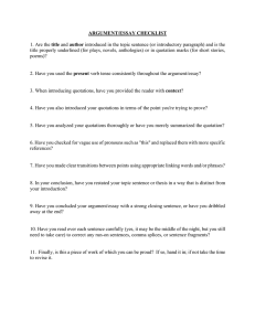 ARGUMENT/ESSAY CHECKLIST  title