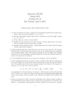 Agronomy 405/505 Spring 2013 Problem Set 10 Due Tuesday, April 9, 2013.