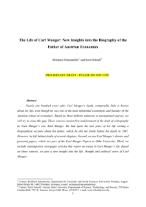 The Life of Carl Menger: New Insights into the Biography... Father of Austrian Economics
