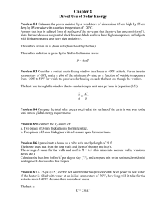 Solar Energy: Direct Use Problems & Calculations