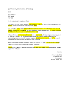 Research Site Support Letter Template