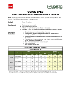 QUICK SPEC STRUCTURAL CONCRETE &amp; TRANSITE - UNISIL &amp; UNISIL HS  Method