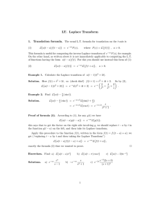 LT. Laplace Transform 1. Translation formula.