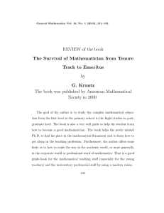 REVIEW of the book The Survival of Mathematician from Tenure by