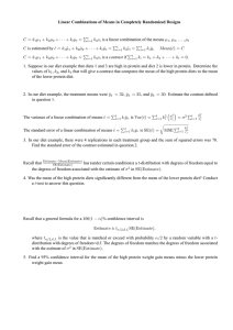 Linear Combinations of Means in Completely Randomized Designs C = k µ