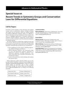 Special Issue on Recent Trends in Symmetry Groups and Conservation