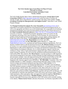 The NASA Steckler Space Grant Phase I &amp; Phase II... University of Arizona Controlled Environment Agriculture Center