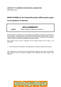 5070 CHEMISTRY  MARK SCHEME for the October/November 2009 question paper