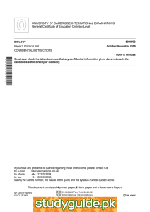 UNIVERSITY OF CAMBRIDGE INTERNATIONAL EXAMINATIONS General Certificate of Education Ordinary Level 5090/03