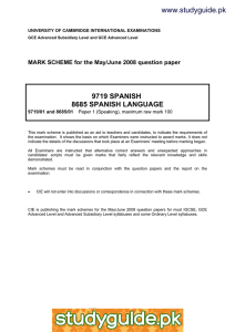 www.studyguide.pk 9719 SPANISH 8685 SPANISH LANGUAGE
