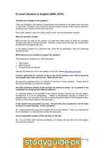 O Level Literature in English Syllabus FAQs