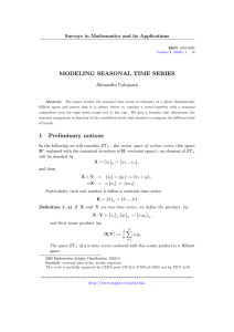 MODELING SEASONAL TIME SERIES Surveys in Mathematics and its Applications Alexandra Colojoar¼ a