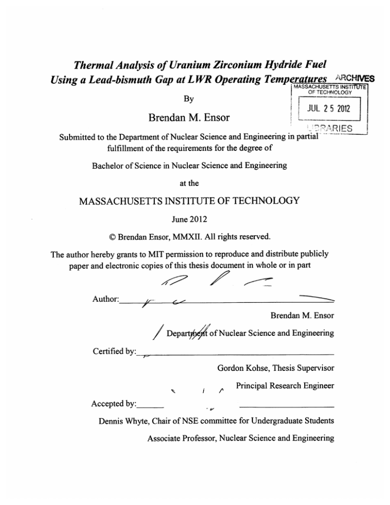 Thermal Analysis of Uranium Zirconium Hydride Fuel