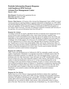 Pesticide Information Request Response Arid Southwest IPM Network Arizona Pest Management Center
