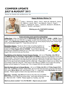 COMPEER UPDATE JULY &amp; AUGUST 2013 Happy Birthday Wishes To: