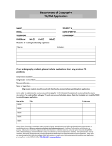 Department of Geography TA/TM Application positions.