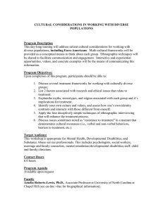 CULTURAL CONSIDERATIONS IN WORKING WITH DIVERSE POPULATIONS Program Description