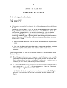 Astro 342 Problem Set: Planetary Science