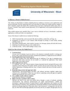 University of Wisconsin - Stout Protecting Against Mobile Malware