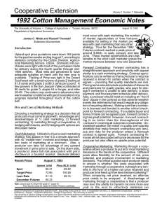Cooperative Extension 1992 Cotton Management Economic Notes •