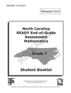 NC Grade 7 Math EOG Assessment Released Form