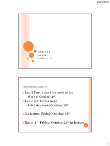 Lab 2 Part 2 due this week in lab