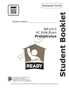 RELEASED Student Booklet Precalculus Fall 2015