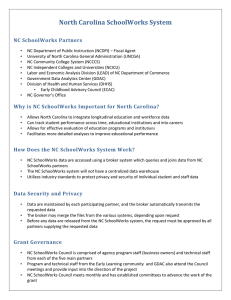 North Carolina SchoolWorks System NC SchoolWorks Partners