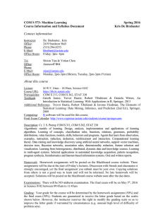 COM S 573 Machine Learning Syllabus - Iowa State University
