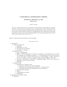 CATEGORICAL INFORMATION THEORY TOPOLOGY SEMINAR AT JHU 2011/11/21