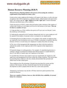 www.studyguide.pk Human Resource Planning (H.R.P)