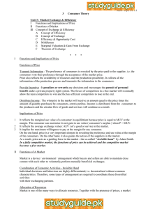 3 Consumer Theory  Unit 3 : Market Exchange &amp; Efficiency