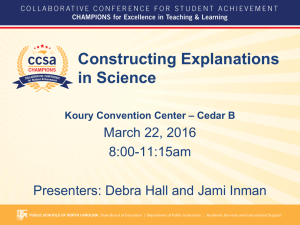 Constructing Explanations in Science March 22, 2016 8:00-11:15am
