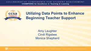 Utilizing Data Points to Enhance Beginning Teacher Support Amy Laughter Cindi Rigsbee