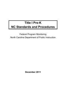 Title I Pre-K NC Standards and Procedures  December 2011