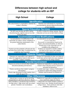 IEP: High School vs. College Differences