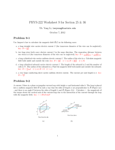 PHYS-222 Worksheet 9 for Section 25 &amp; 36 Problem 9-1