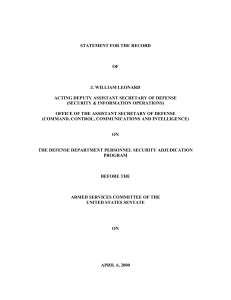 STATEMENT FOR THE RECORD OF J. WILLIAM LEONARD