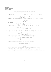 Math 414 Professor Lieberman March 24, 2003 SOLUTIONS TO SECOND IN-CLASS EXAM