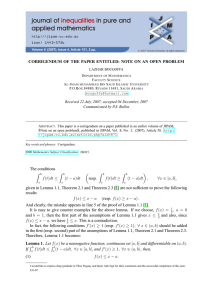 CORRIGENDUM OF THE PAPER ENTITLED: NOTE ON AN OPEN PROBLEM
