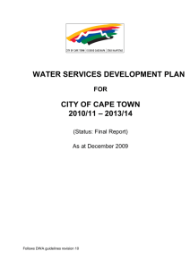 WATER SERVICES DEVELOPMENT PLAN CITY OF CAPE TOWN 2010/11 – 2013/14