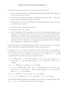 Solution Notes for Homework Assignment 1