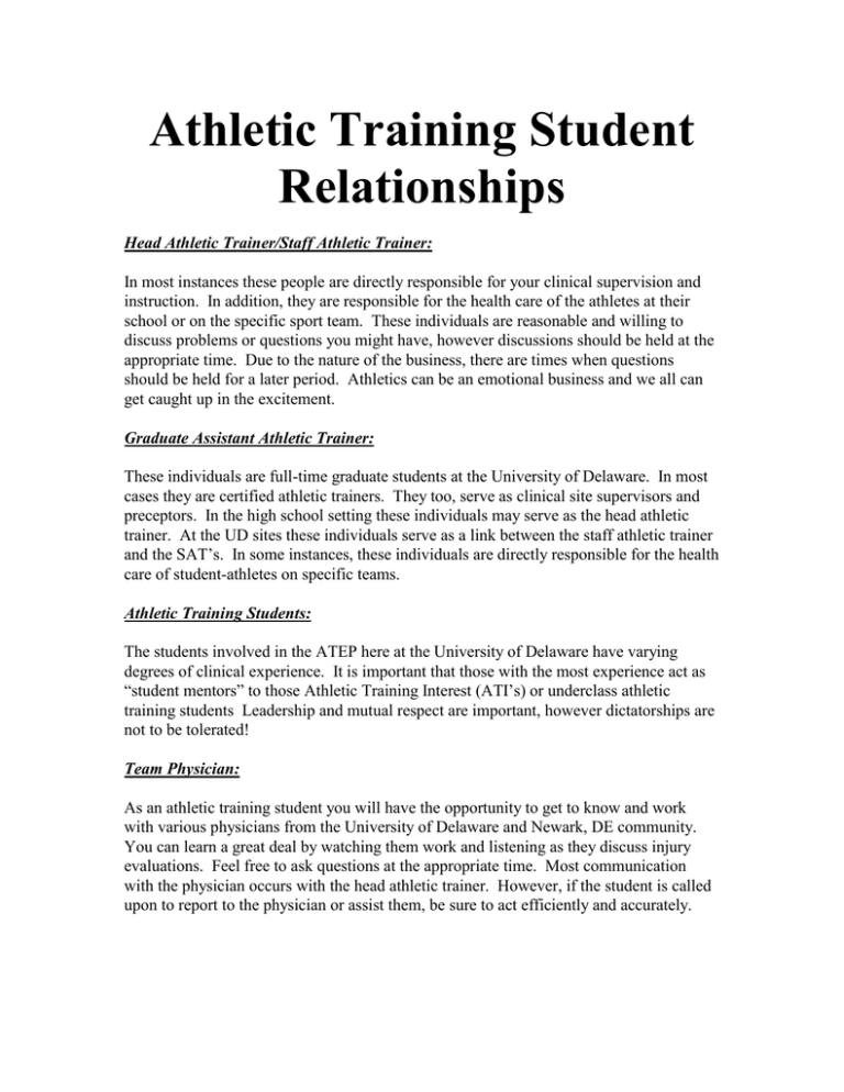 Athletic Training Student Relationships