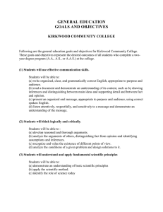 GENERAL EDUCATION GOALS AND OBJECTIVES  KIRKWOOD COMMUNITY COLLEGE